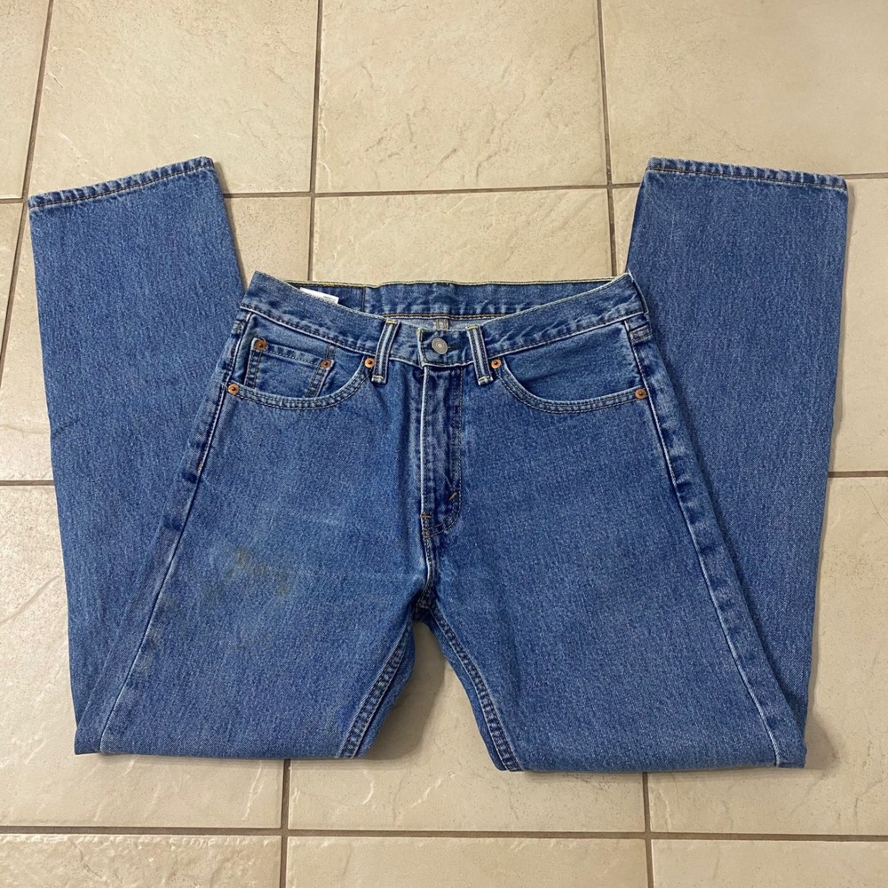 Levi Strauss Co 505 Mens Jeans W30 L32 Blue Denim Straight Leg Button Fly